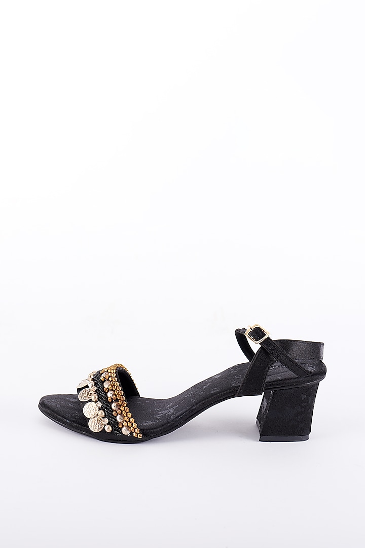 Black Shimmer Sandals by Cinderella by Heena Yusuf