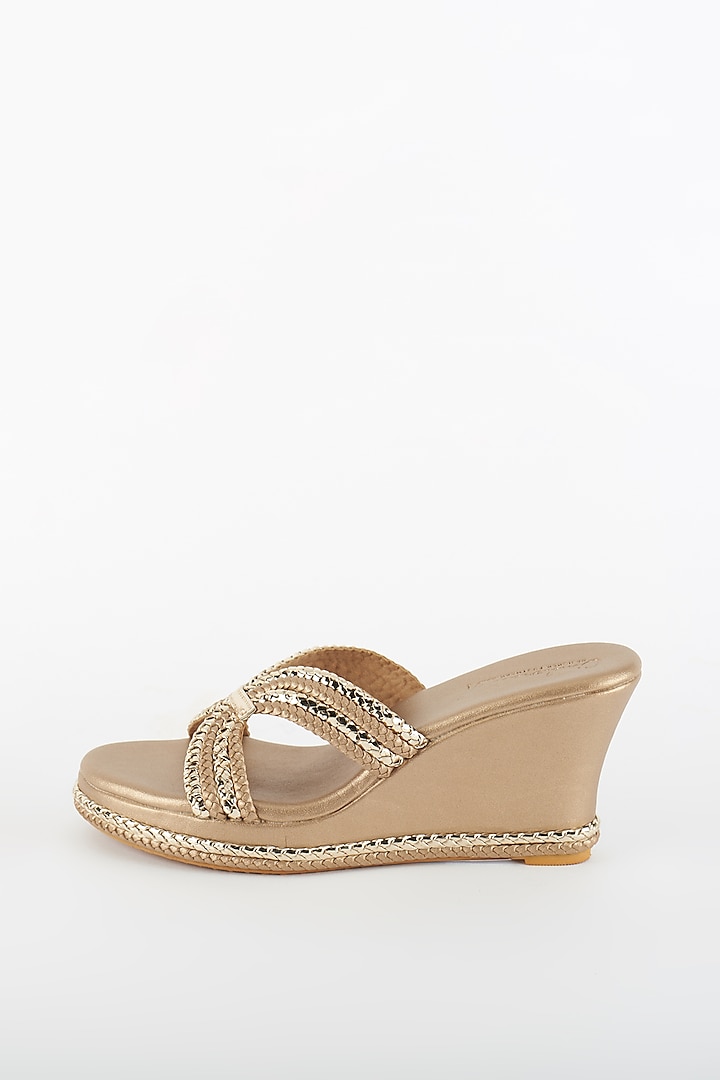 Beige Braided Wedges by Cinderella by Heena Yusuf