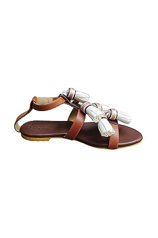 Brown PU Flats by Cinderella by Heena Yusuf