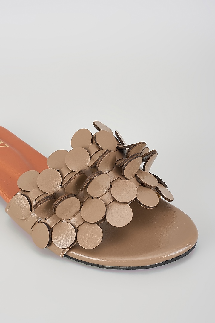 Nude PU Handcrafted Flats by Cinderella by Heena Yusuf at Pernia's Pop Up Shop
