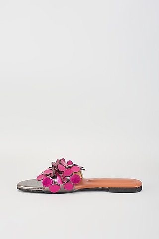 Pink PU Handcrafted Flats by Cinderella by Heena Yusuf