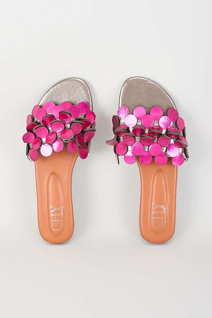 Pink PU Handcrafted Flats by Cinderella by Heena Yusuf at Pernia's Pop Up Shop