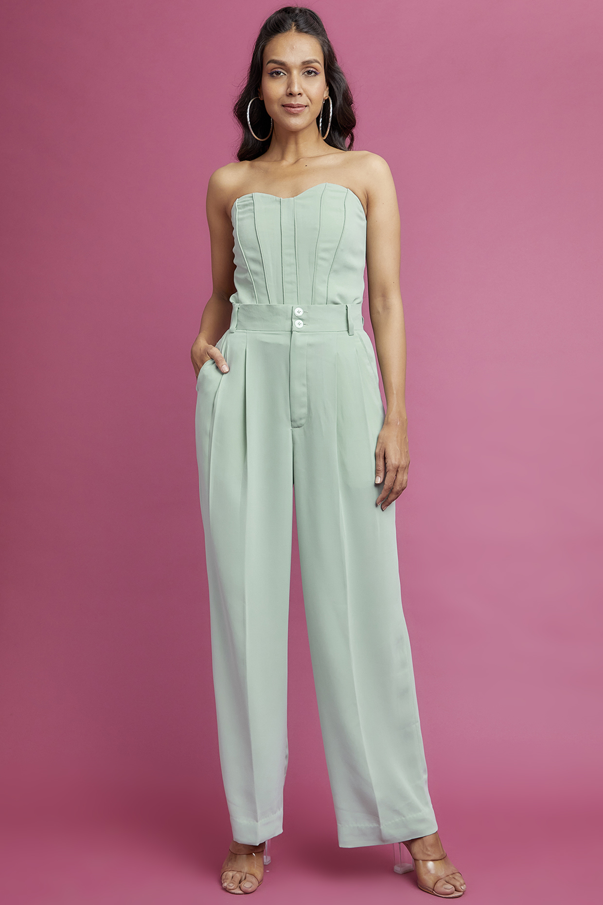 Green Dual Georgette Co-Ord Set by The Circus by Sana Shah Bhattad at Pernia's Pop Up Shop