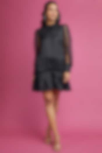 Black Organza Mini Summer Dress by The Circus by Sana Shah Bhattad at Pernia's Pop Up Shop