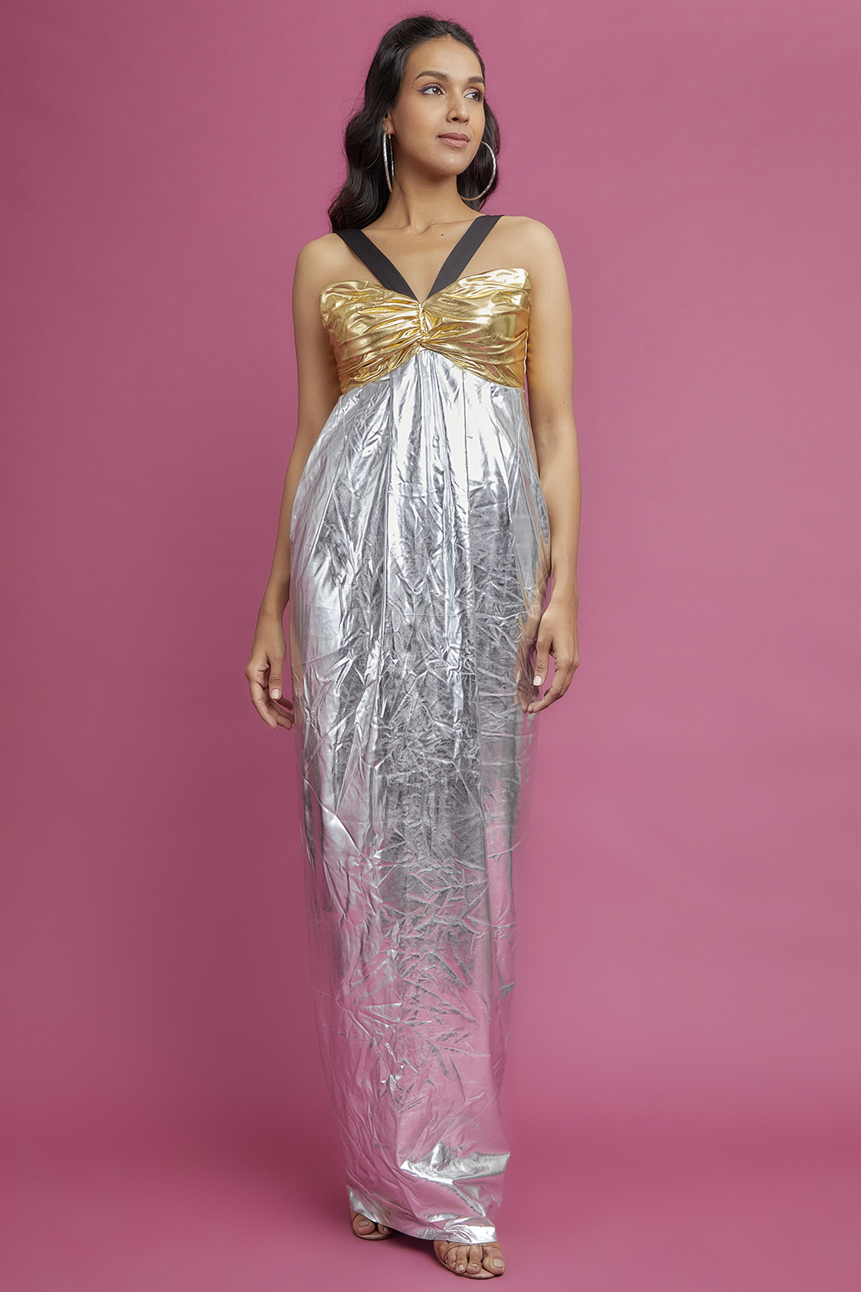 Gold & Silver Lycra Gown by The Circus by Sana Shah Bhattad at Pernia's Pop Up Shop