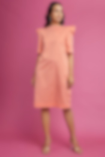 Peach Pure Egyptian Cotton Dress by The Circus by Sana Shah Bhattad