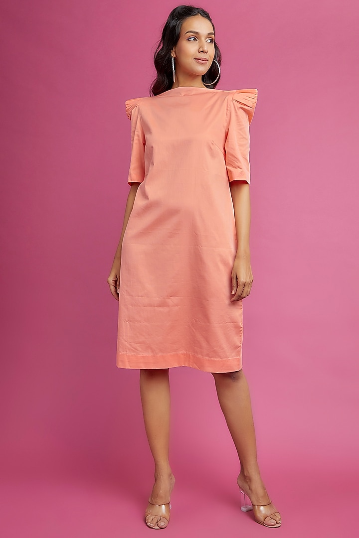 Peach Pure Egyptian Cotton Dress by The Circus by Sana Shah Bhattad