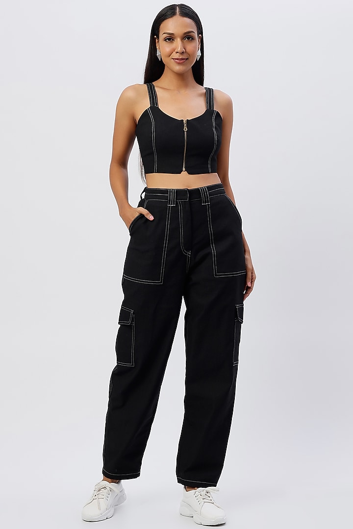 Black Denim Co-Ord Set by The Circus by Sana Shah Bhattad