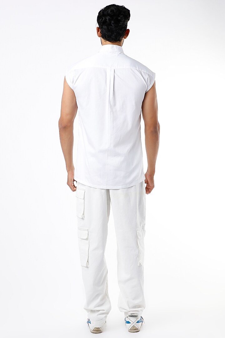 White Egyptian Cotton Party Wear Shirt by The Circus by Sana Shah Bhattad Men at Pernia's Pop Up Shop