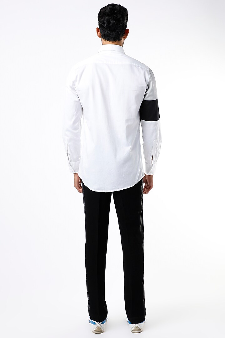 White Color Blocked Party Wear Shirt by The Circus by Sana Shah Bhattad Men at Pernia's Pop Up Shop
