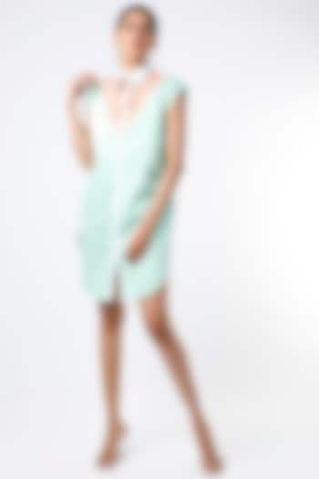 Mint Green & Peach Color Blocked Mini Dress by The Circus by Sana Shah Bhattad