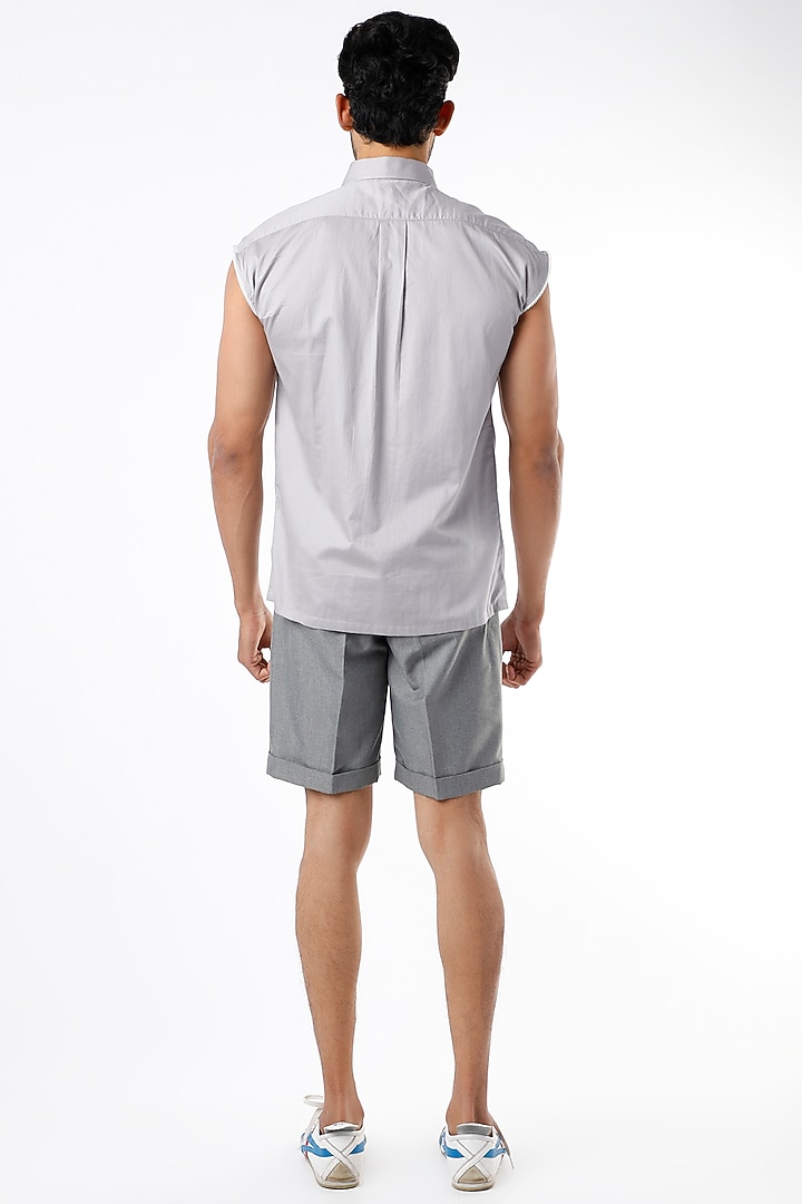 Grey Egyptian Cotton Party Wear Shirt by The Circus by Sana Shah Bhattad Men at Pernia's Pop Up Shop