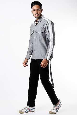 Grey Soft Denim Shirt by The Circus by Sana Shah Bhattad Men