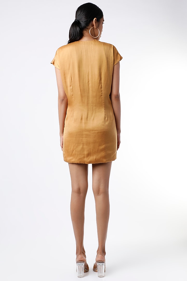 Gold Drop Shoulder Mini Summer Dress by The Circus by Sana Shah Bhattad at Pernia's Pop Up Shop