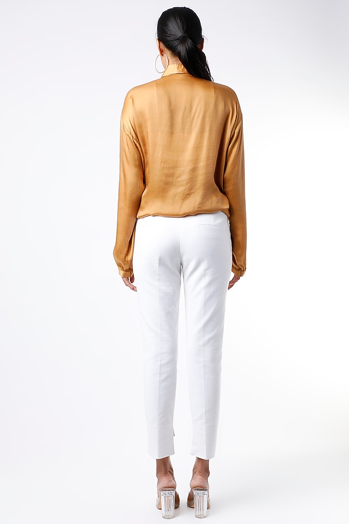 Gold Habutai Silk Shirt by The Circus by Sana Shah Bhattad at Pernia's Pop Up Shop