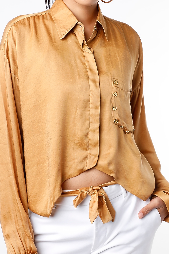 Gold Habutai Silk Shirt by The Circus by Sana Shah Bhattad at Pernia's Pop Up Shop