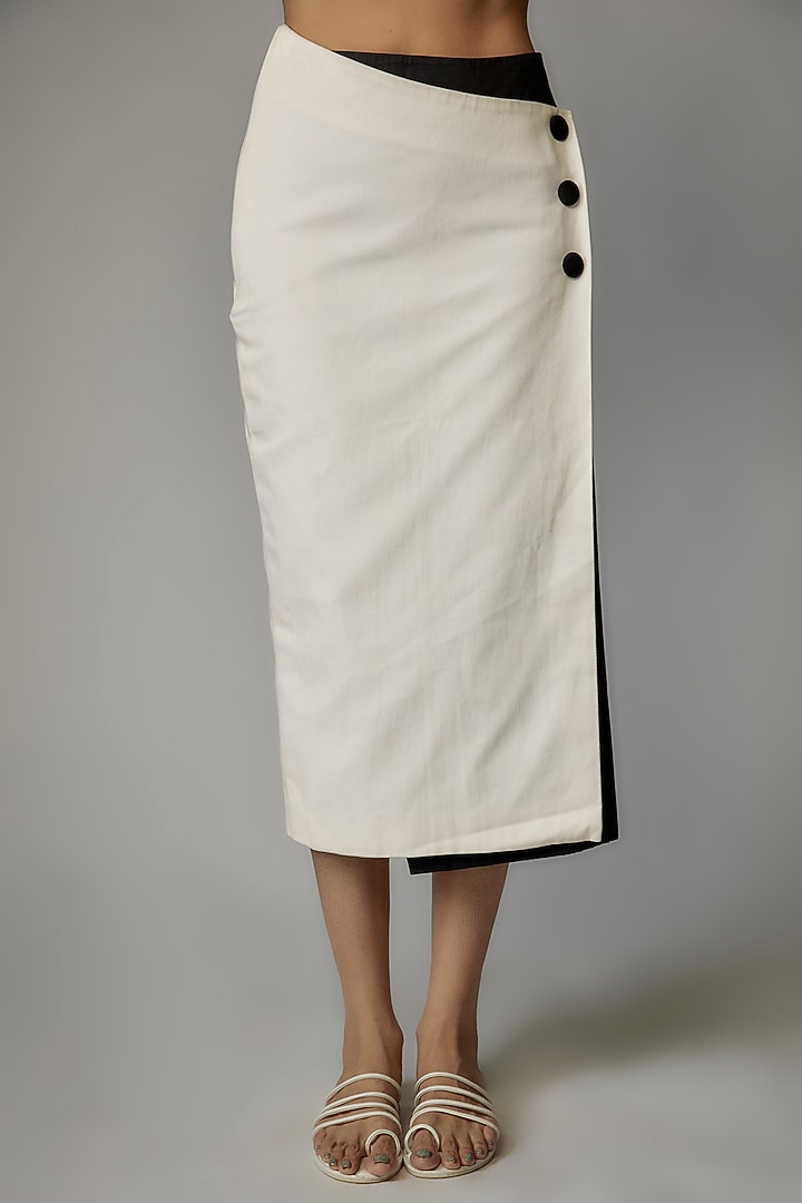 White Egyptian Cotton Asymmetric Pencil Skirt Set by The Circus by Sana Shah Bhattad at Pernia's Pop Up Shop