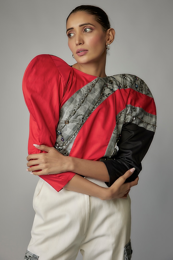 White Soft Denim Cargo Pant Set by The Circus by Sana Shah Bhattad at Pernia's Pop Up Shop