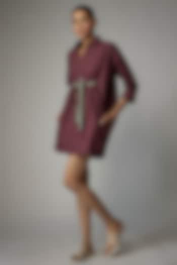 Wine Egyptian Cotton Shirt Dress by The Circus by Sana Shah Bhattad
