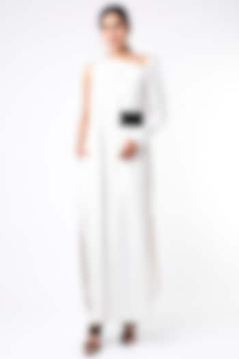 White One-Shoulder Maxi Shirt Dress by The Circus by Sana Shah Bhattad