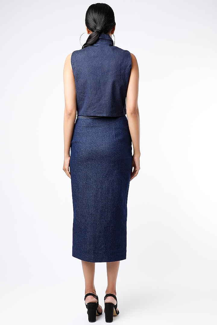 Cobalt Blue Denim Wrap Skirt by The Circus by Sana Shah Bhattad at Pernia's Pop Up Shop