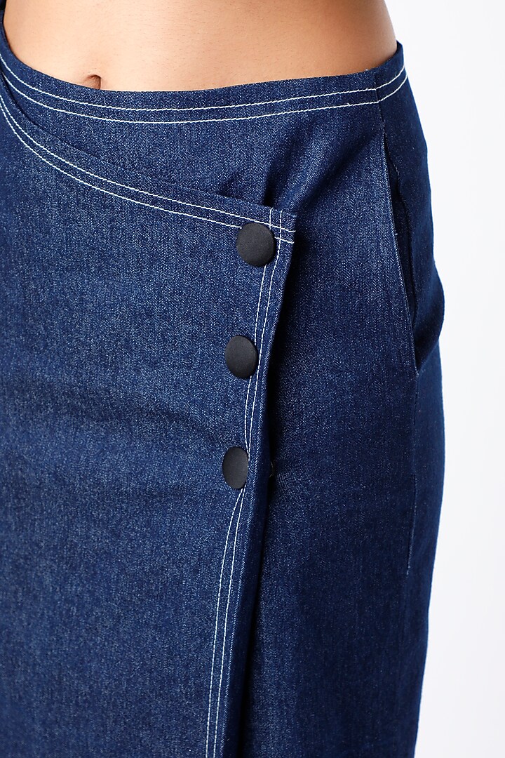 Cobalt Blue Denim Wrap Skirt by The Circus by Sana Shah Bhattad at Pernia's Pop Up Shop