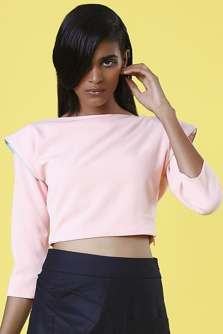 Powder Pink & Ink Blue Skirt Set by The Circus by Sana Shah Bhattad at Pernia's Pop Up Shop
