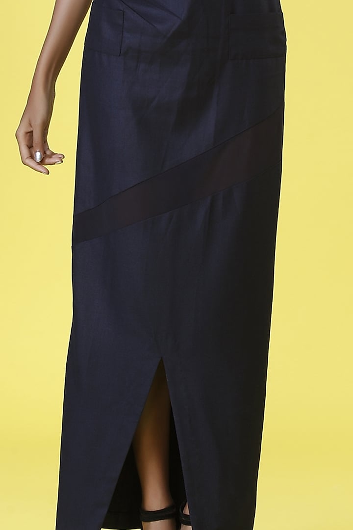 Powder Pink & Ink Blue Skirt Set by The Circus by Sana Shah Bhattad at Pernia's Pop Up Shop