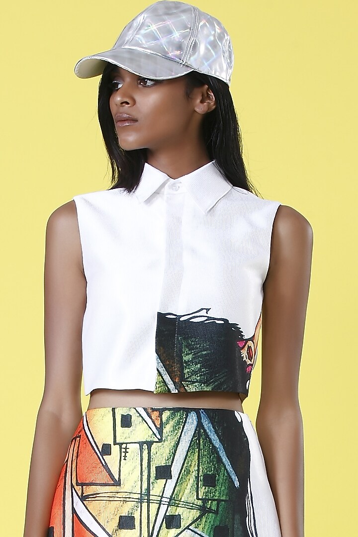White Hand-Drawn Printed Co-ord Set by The Circus by Sana Shah Bhattad at Pernia's Pop Up Shop