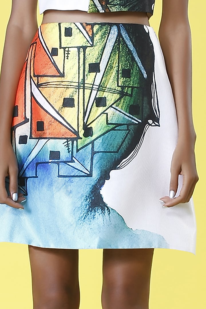 White Hand-Drawn Printed Co-ord Set by The Circus by Sana Shah Bhattad at Pernia's Pop Up Shop
