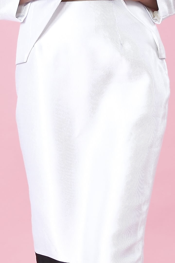 White & Black Ribbed Satin Skirt Set by The Circus by Sana Shah Bhattad at Pernia's Pop Up Shop