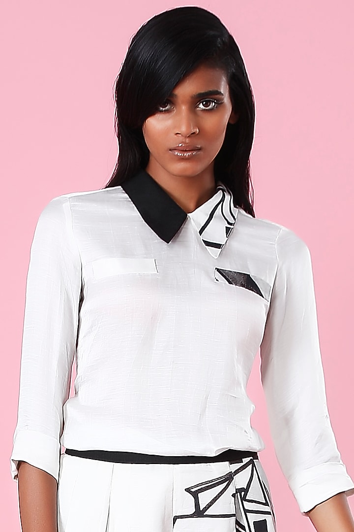 White & Black Printed Pant Set by The Circus by Sana Shah Bhattad at Pernia's Pop Up Shop