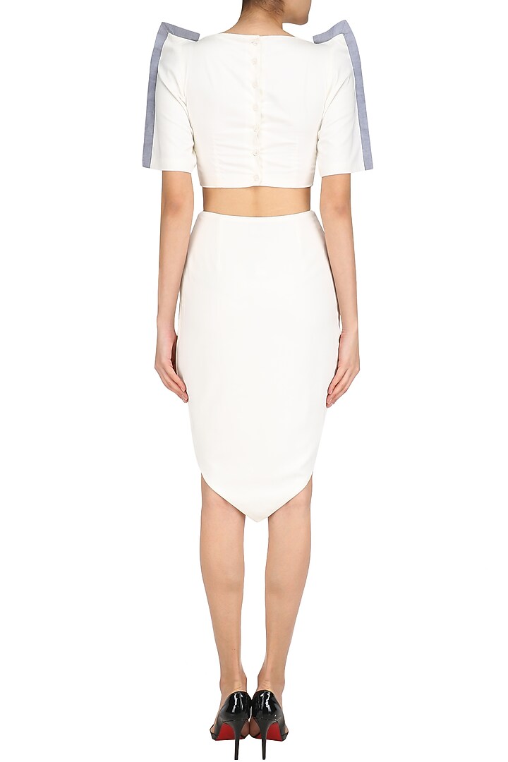 White structured crop shirt with petal skirt available only at Pernia's Pop Up Shop.