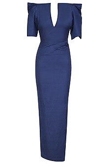 Navy blue pencil fitted long gown available only at Pernia's Pop Up ...