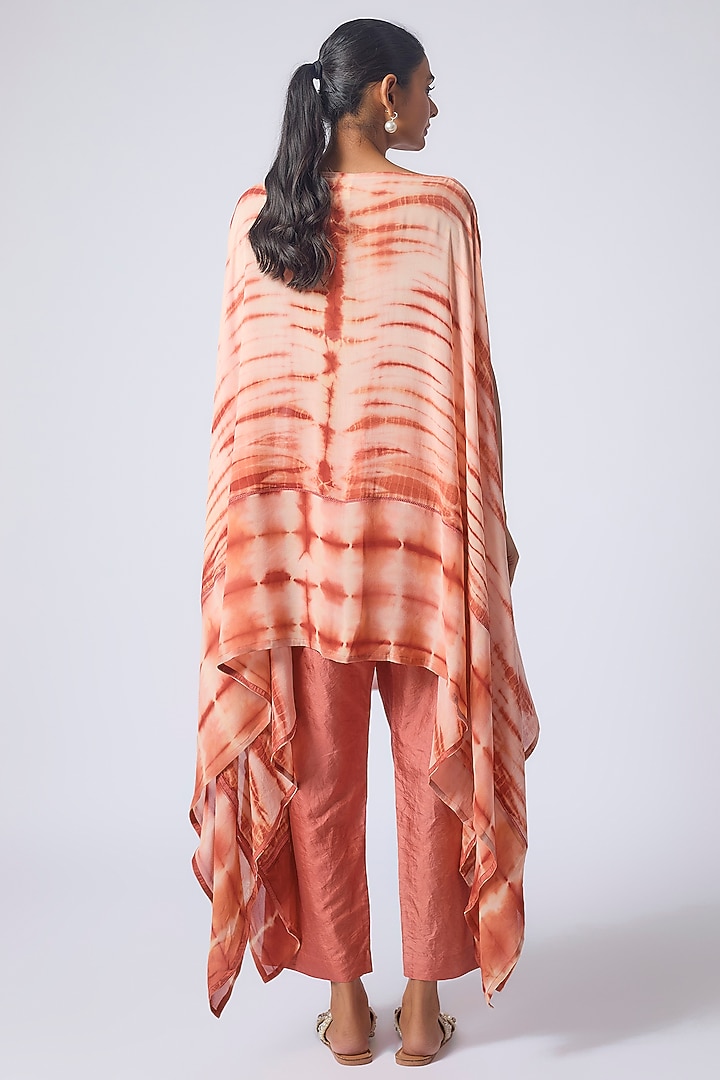 Red Silk Georgette Tie-Dye Printed Kaftan Set by CoralbySeema at Pernia's Pop Up Shop