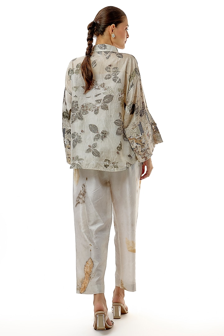 Grey Hand-Dyed Silk Printed Co-Ord Set by CoralbySeema at Pernia's Pop Up Shop