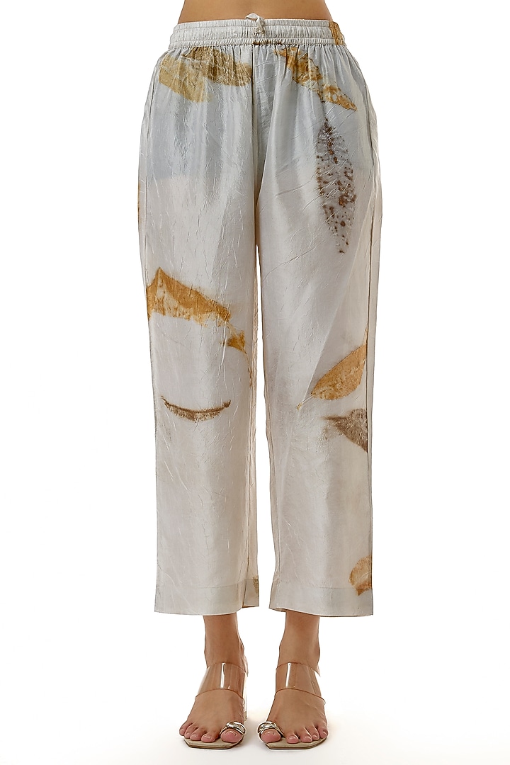 Grey Hand-Dyed Silk Printed Co-Ord Set by CoralbySeema at Pernia's Pop Up Shop