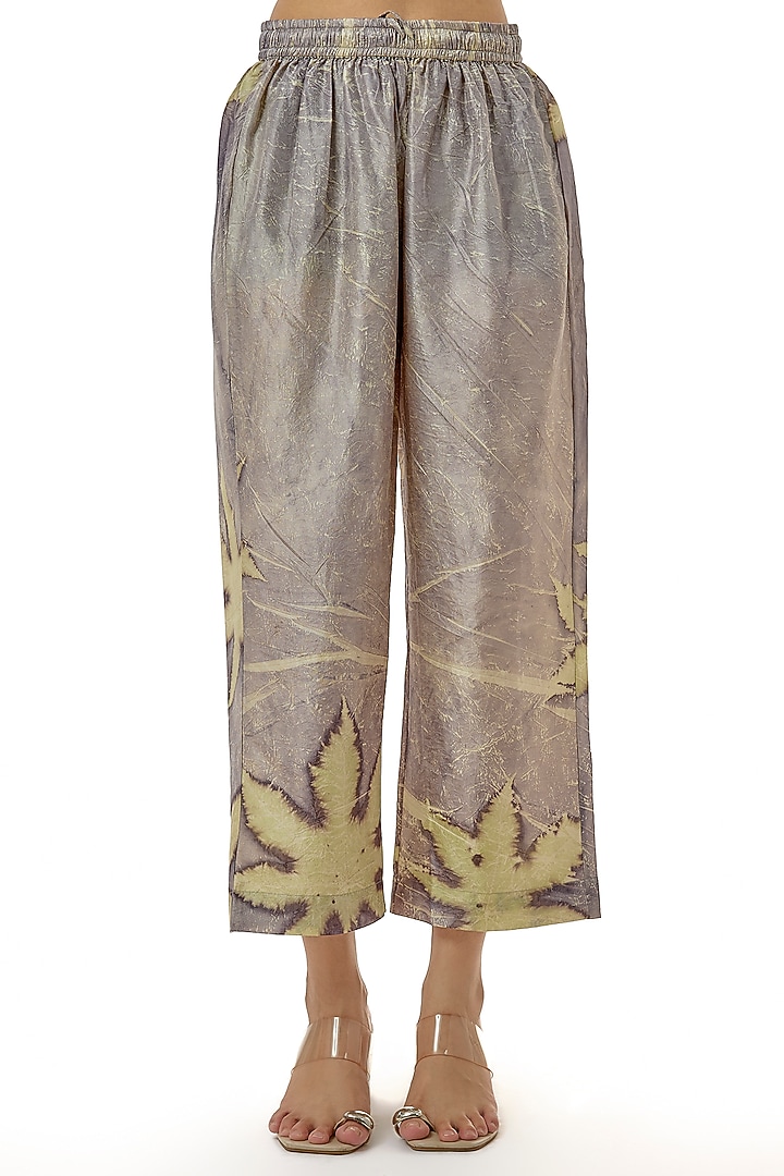 Grey Hand-Dyed Silk Printed & Zardosi Work Co-Ord Set by CoralbySeema at Pernia's Pop Up Shop