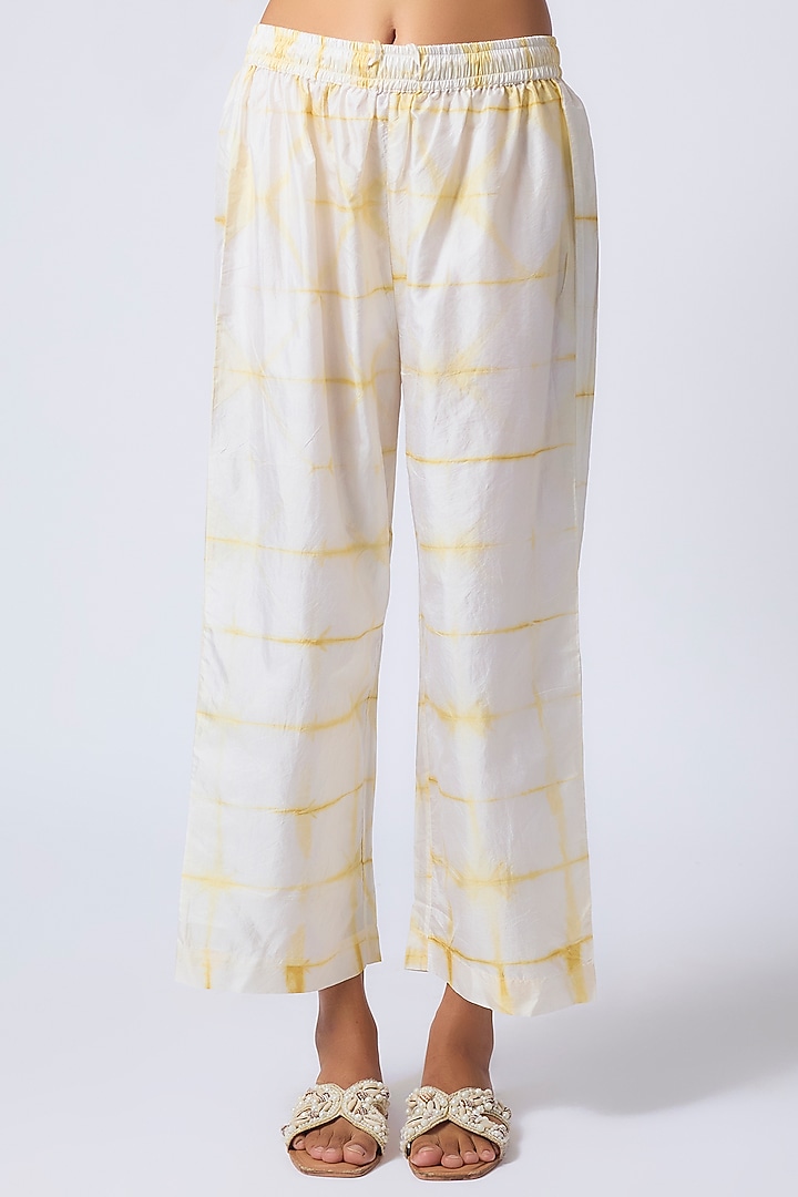 Yellow Silk Hand-Dyed Printed Co-Ord Set by CoralbySeema at Pernia's Pop Up Shop