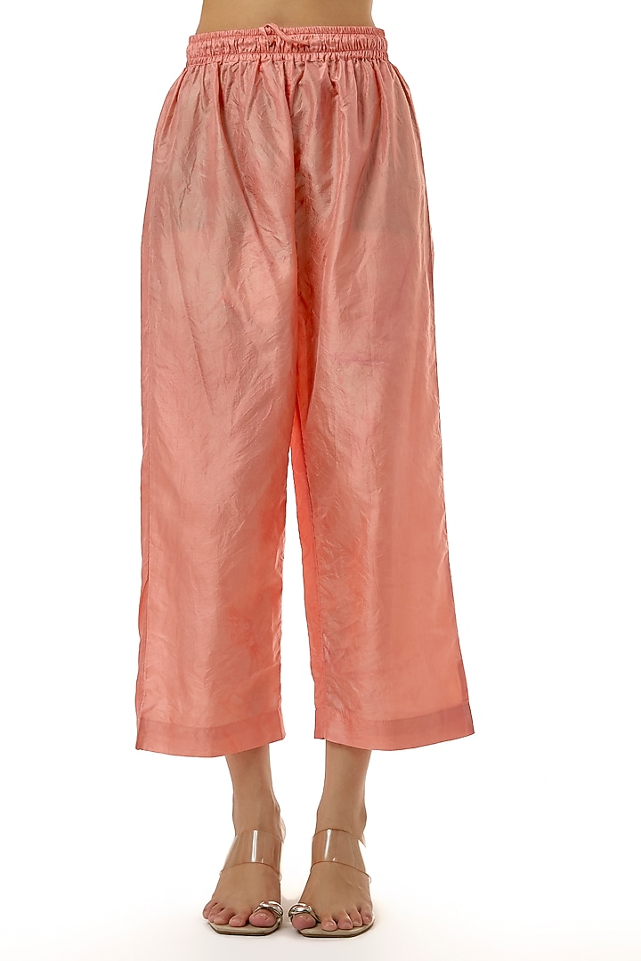 Peach Silk Embellished Hand-Dyed Co-Ord Set by CoralbySeema at Pernia's Pop Up Shop