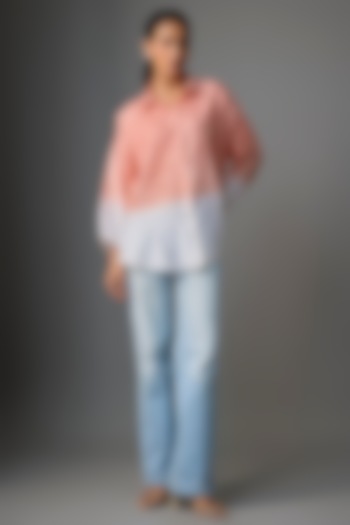Coral Silk Embellished Hand-Dyed Shirt by CoralbySeema at Pernia's Pop Up Shop