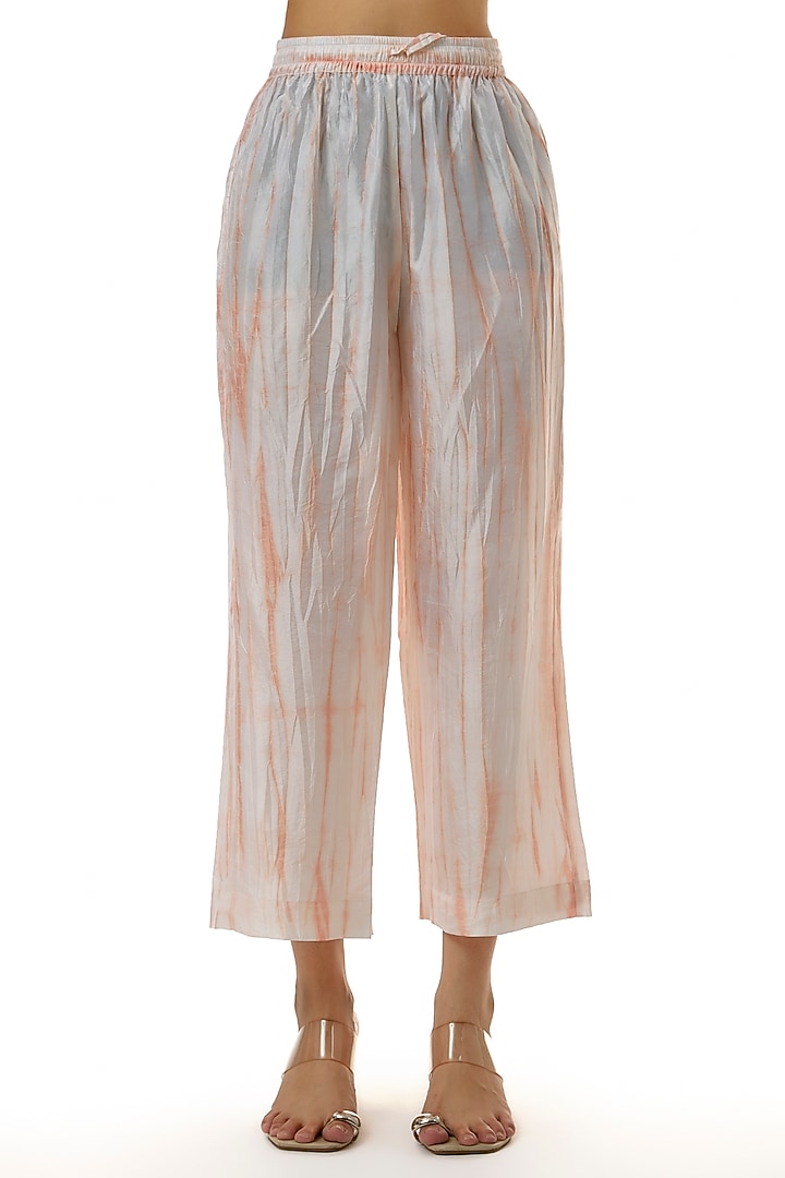 Peach Hand-Dyed Silk Thread Zardosi Work Co-Ord Set by CoralbySeema at Pernia's Pop Up Shop