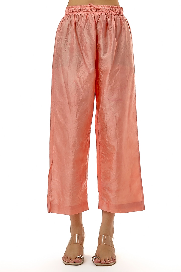 Peach Silk Georgette & Mulberry Silk Co-Ord Set by CoralbySeema at Pernia's Pop Up Shop