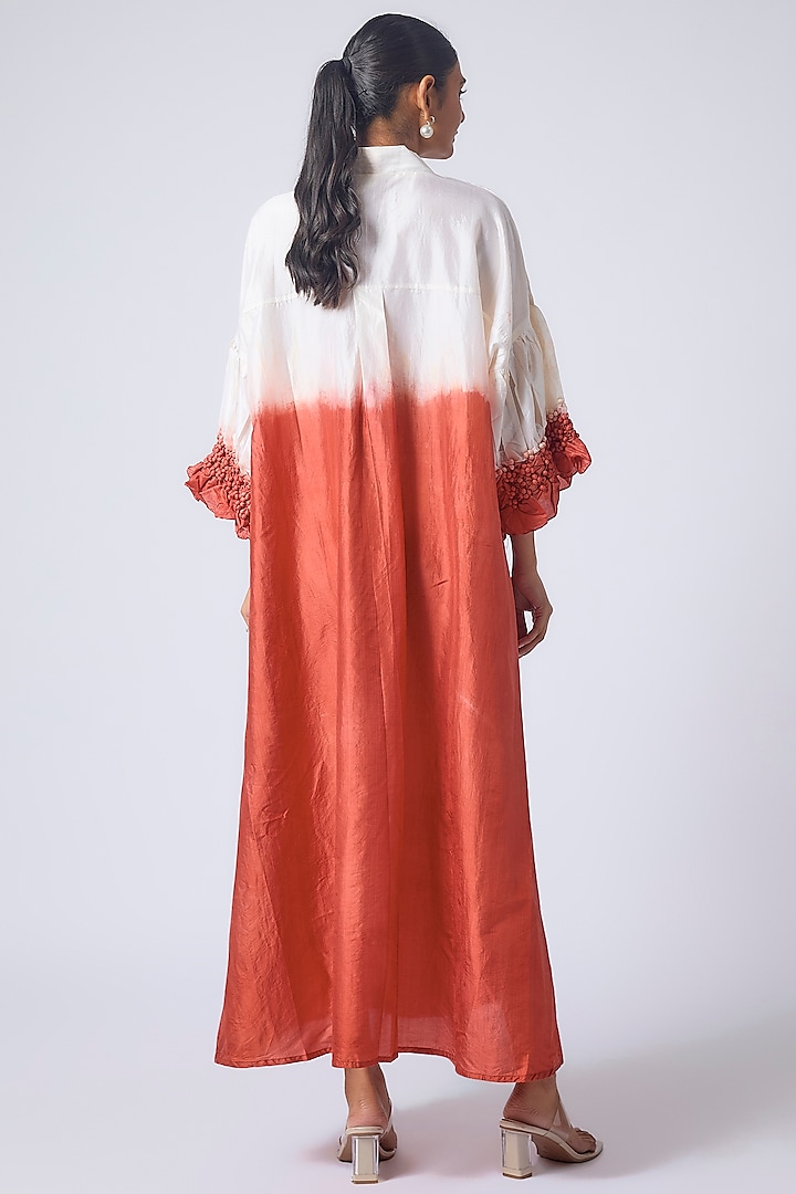 Red Mulberry Silk Hand-Dyed Printed Vacation Dress by CoralbySeema at Pernia's Pop Up Shop