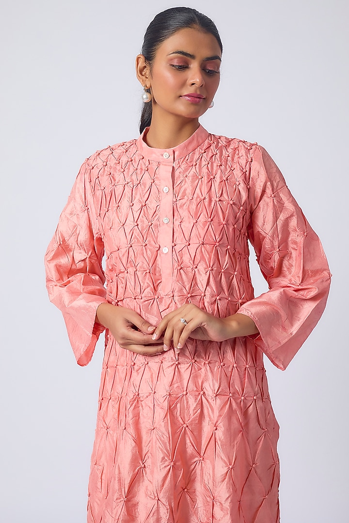 Pink Mulberry Silk Kurta Set by CoralbySeema at Pernia's Pop Up Shop