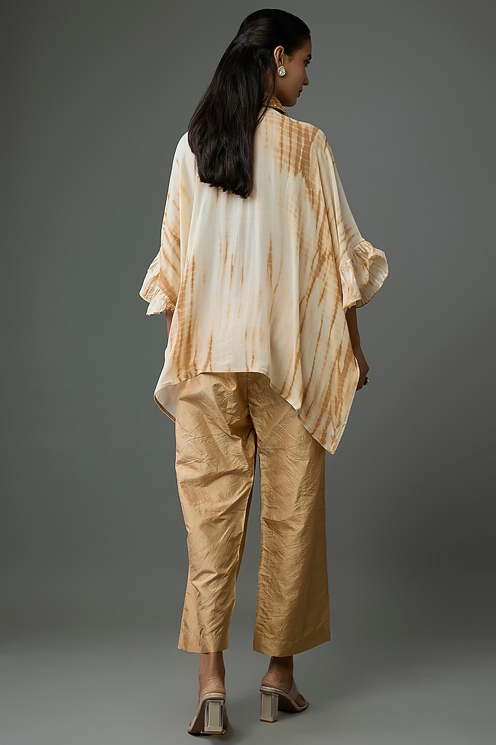Beige Silk Georgette Co-Ord Set by CoralbySeema at Pernia's Pop Up Shop