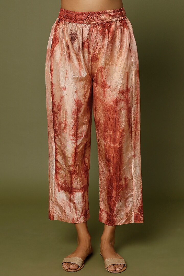 Red & White Hand-Dyed Silk Pants by CoralbySeema at Pernia's Pop Up Shop