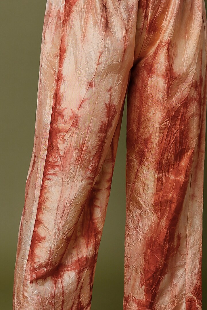 Red & White Hand-Dyed Silk Pants by CoralbySeema at Pernia's Pop Up Shop
