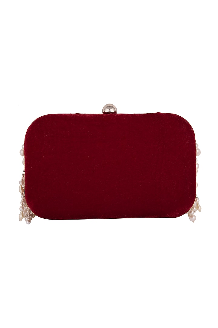 Wine Pearl Embroidered Clutch by Clutch'D at Pernia's Pop Up Shop