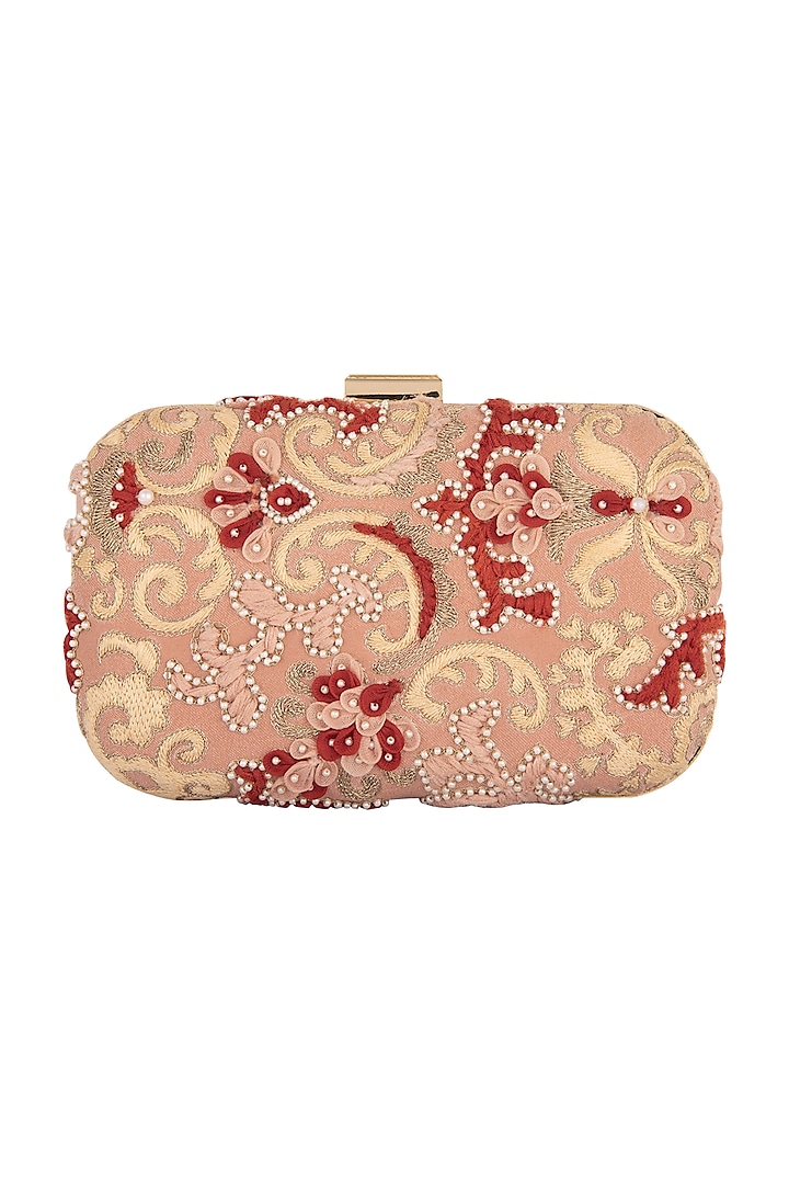 Blush Pink Embroidered Clutch by Clutch'D